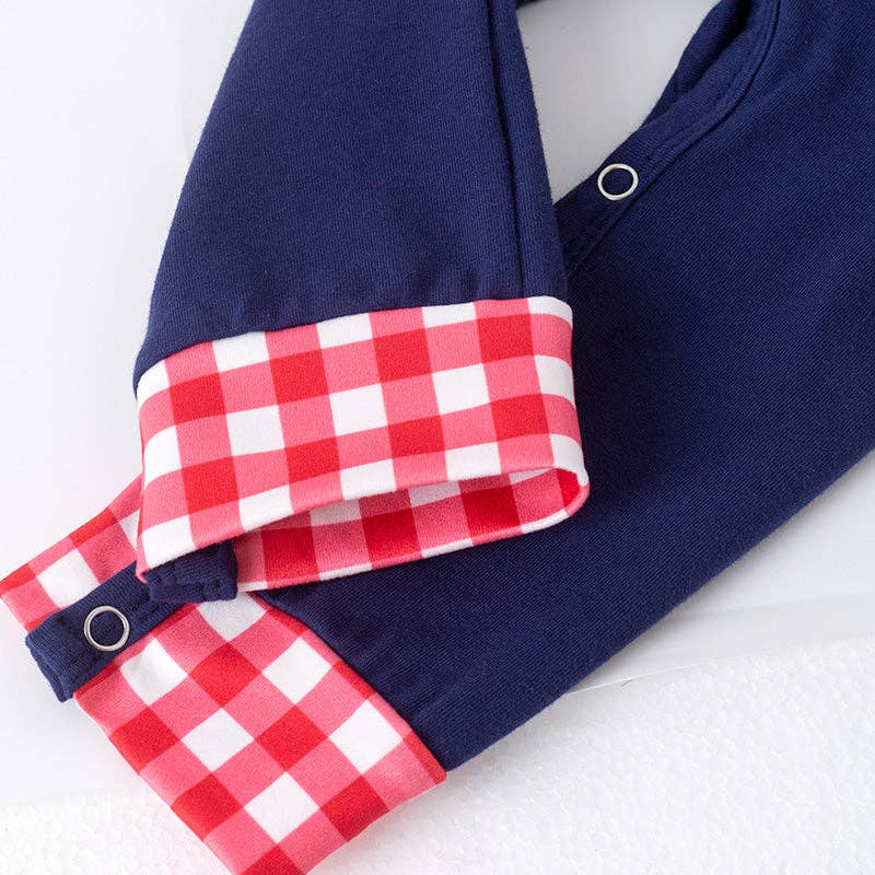 Baby Boys Blue Christmas Milk Santa Cookies Embroidery Romper