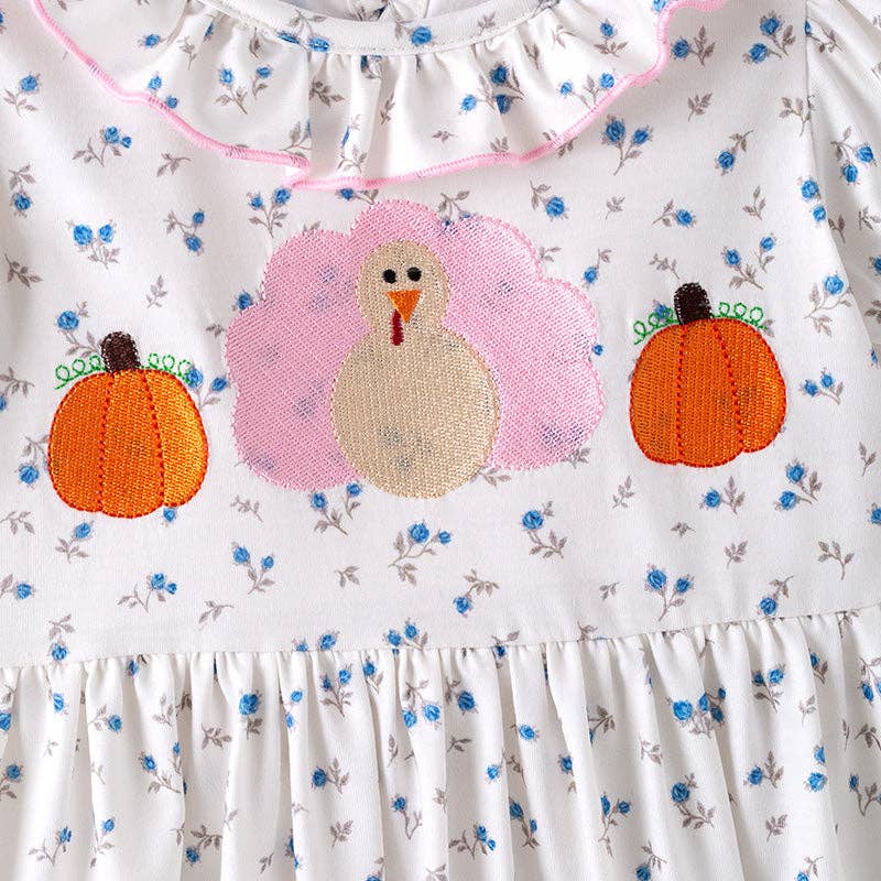 Thanksgiving Sibling Matching Outfits – Turkey Pumpkin Embroidered Collection
