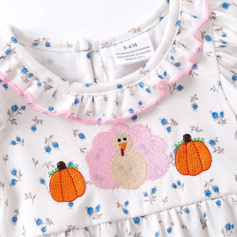 Thanksgiving Sibling Matching Outfits – Turkey Pumpkin Embroidered Collection