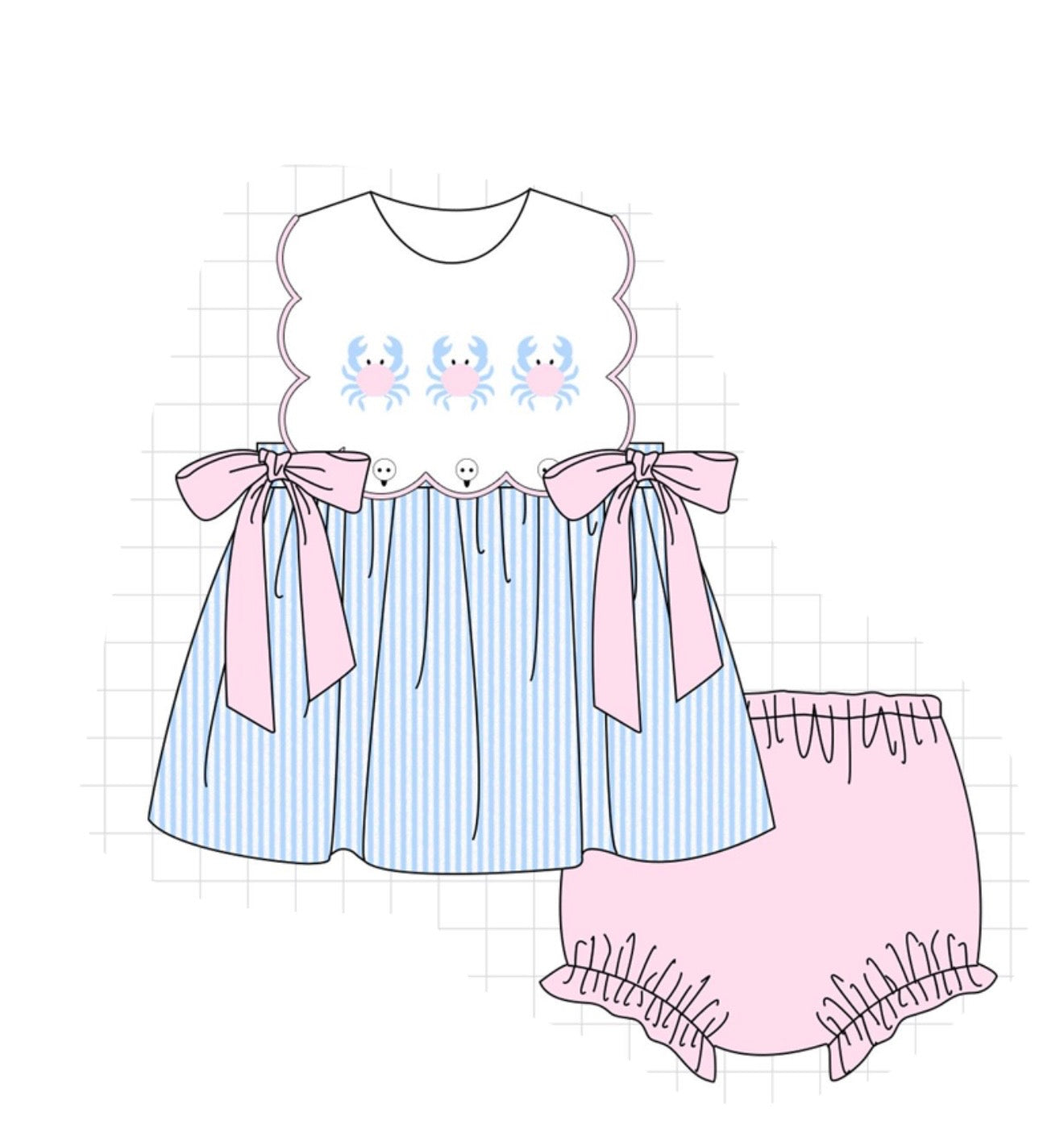Girls Crab Diaper Set