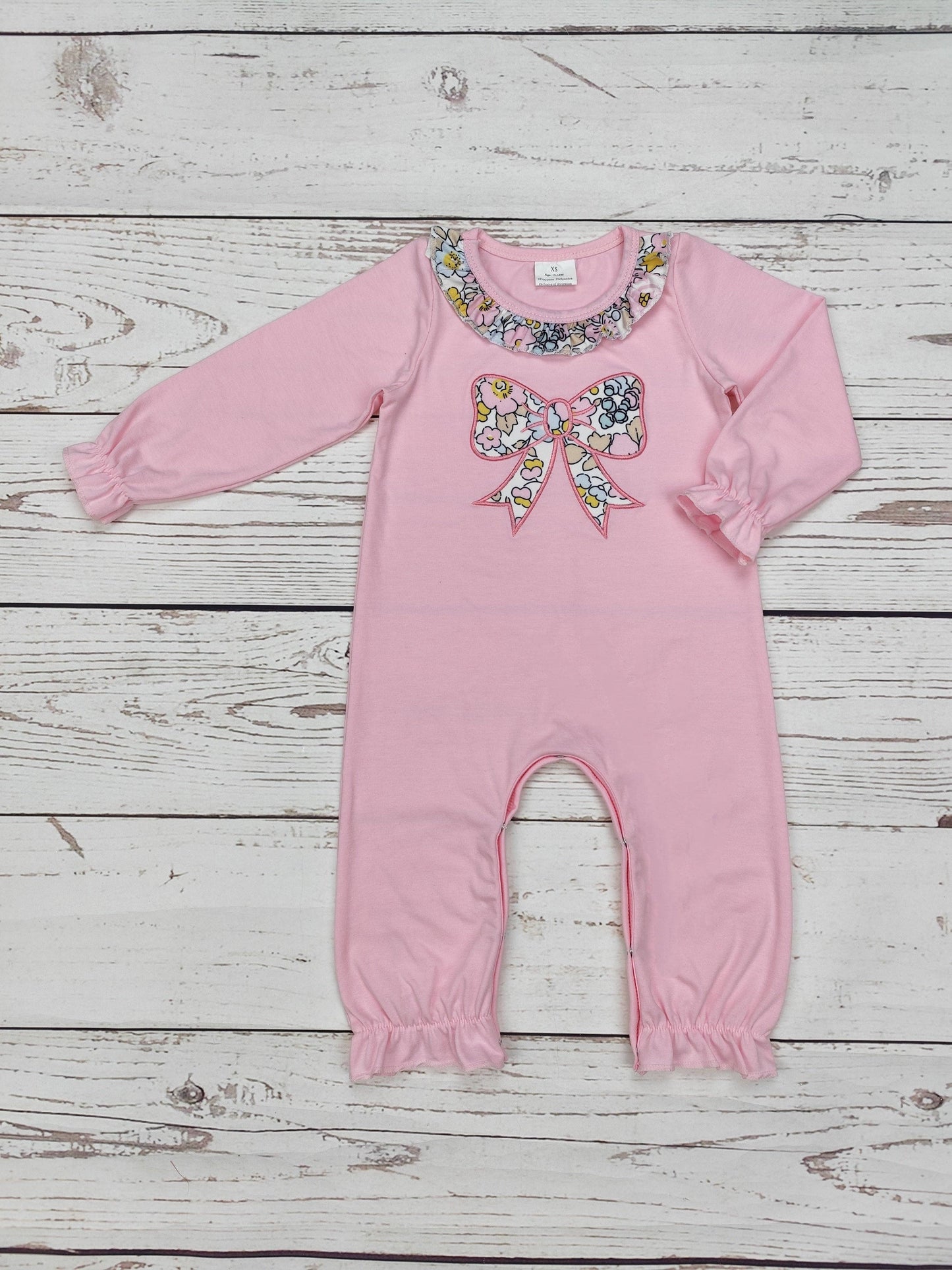 Baby Girls Pink Bow Romper