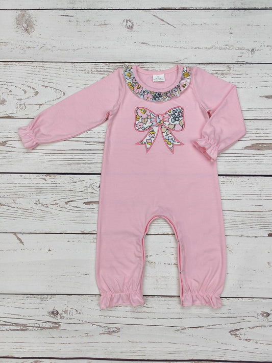 Baby Girls Pink Bow Romper