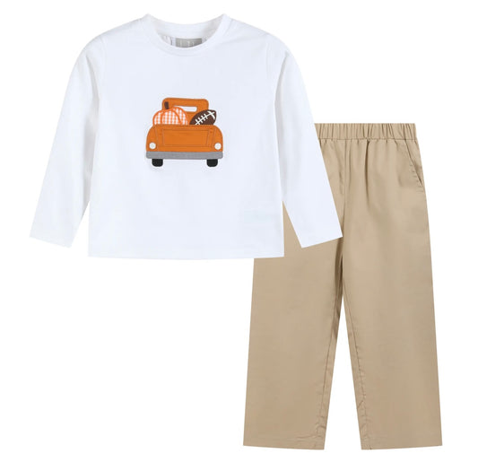 Boy 2pc pumpkin truck outfit