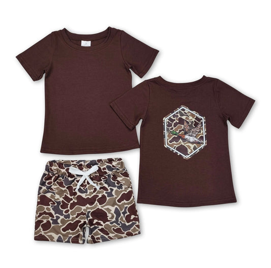 Brown Camo Boy Pock & Tee Set