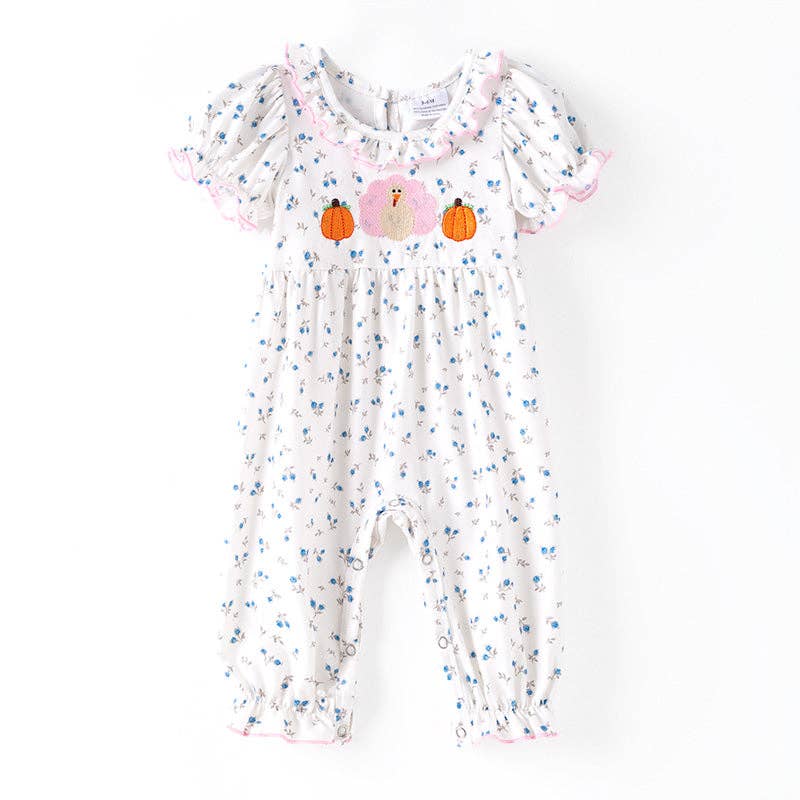 Thanksgiving Sibling Matching Outfits – Turkey Pumpkin Embroidered Collection