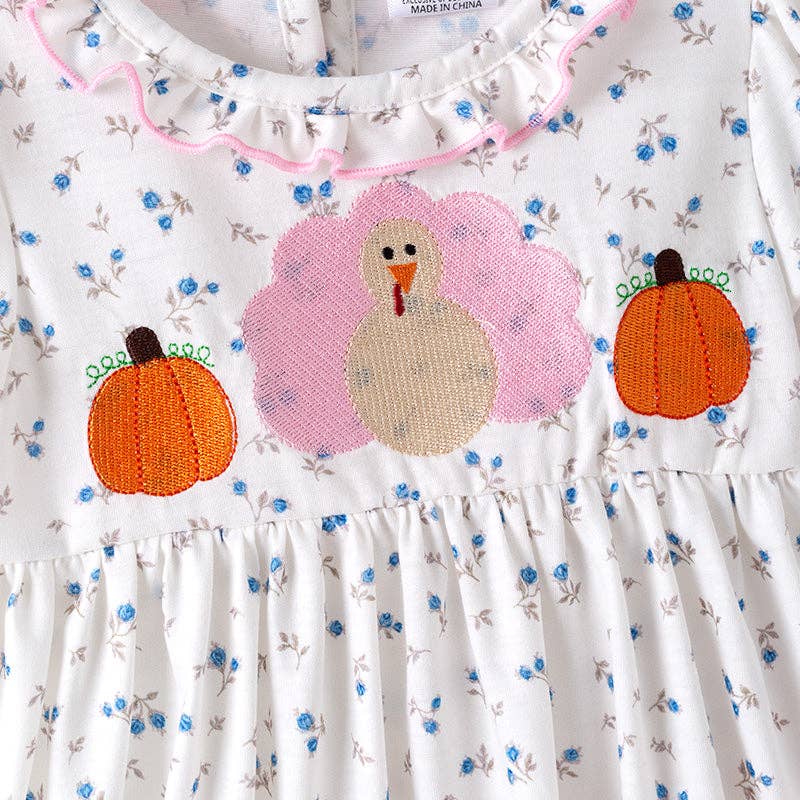 Thanksgiving Sibling Matching Outfits – Turkey Pumpkin Embroidered Collection