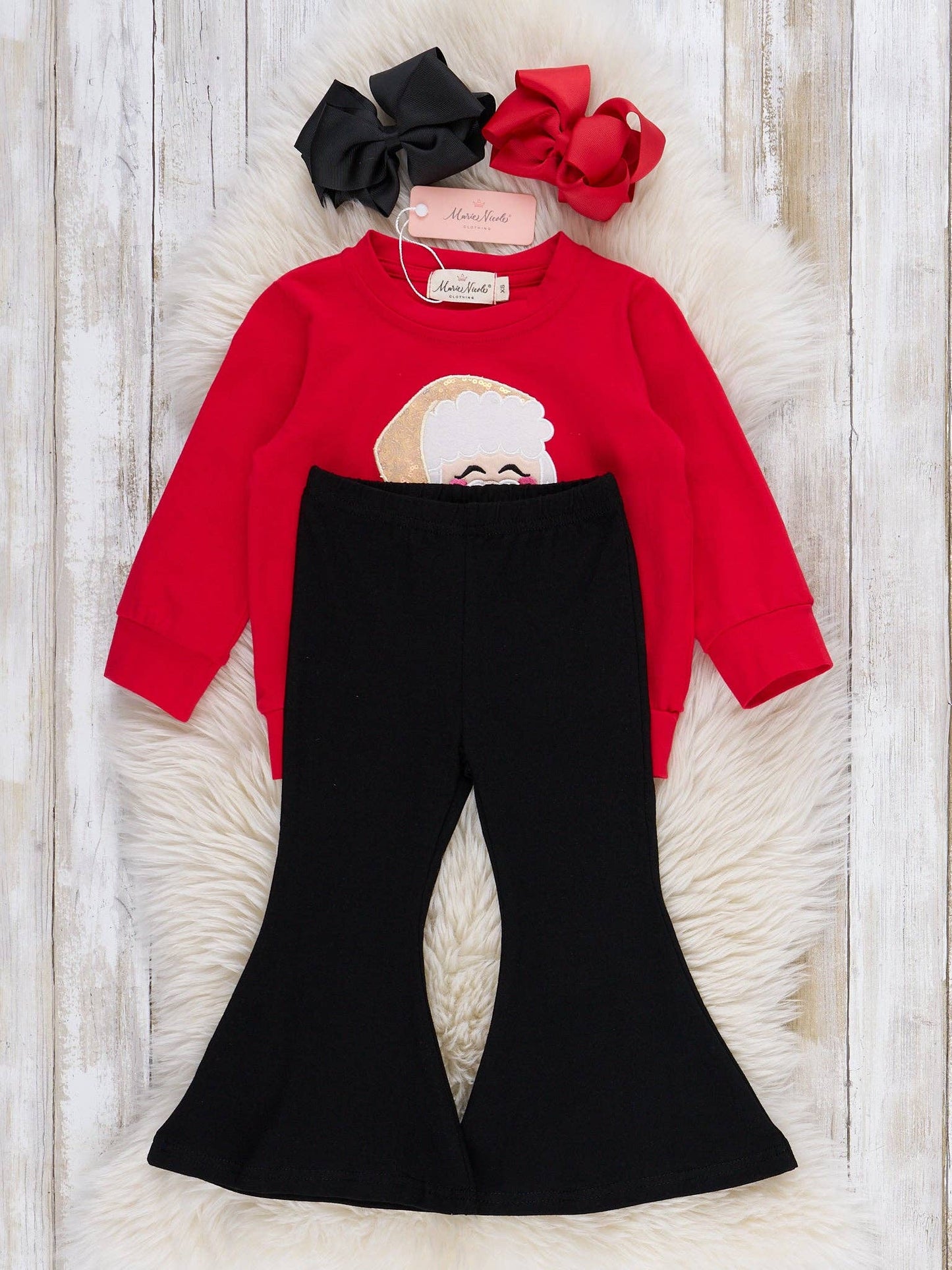 Santa's Joy Embroidered Bell Bottom Outfit